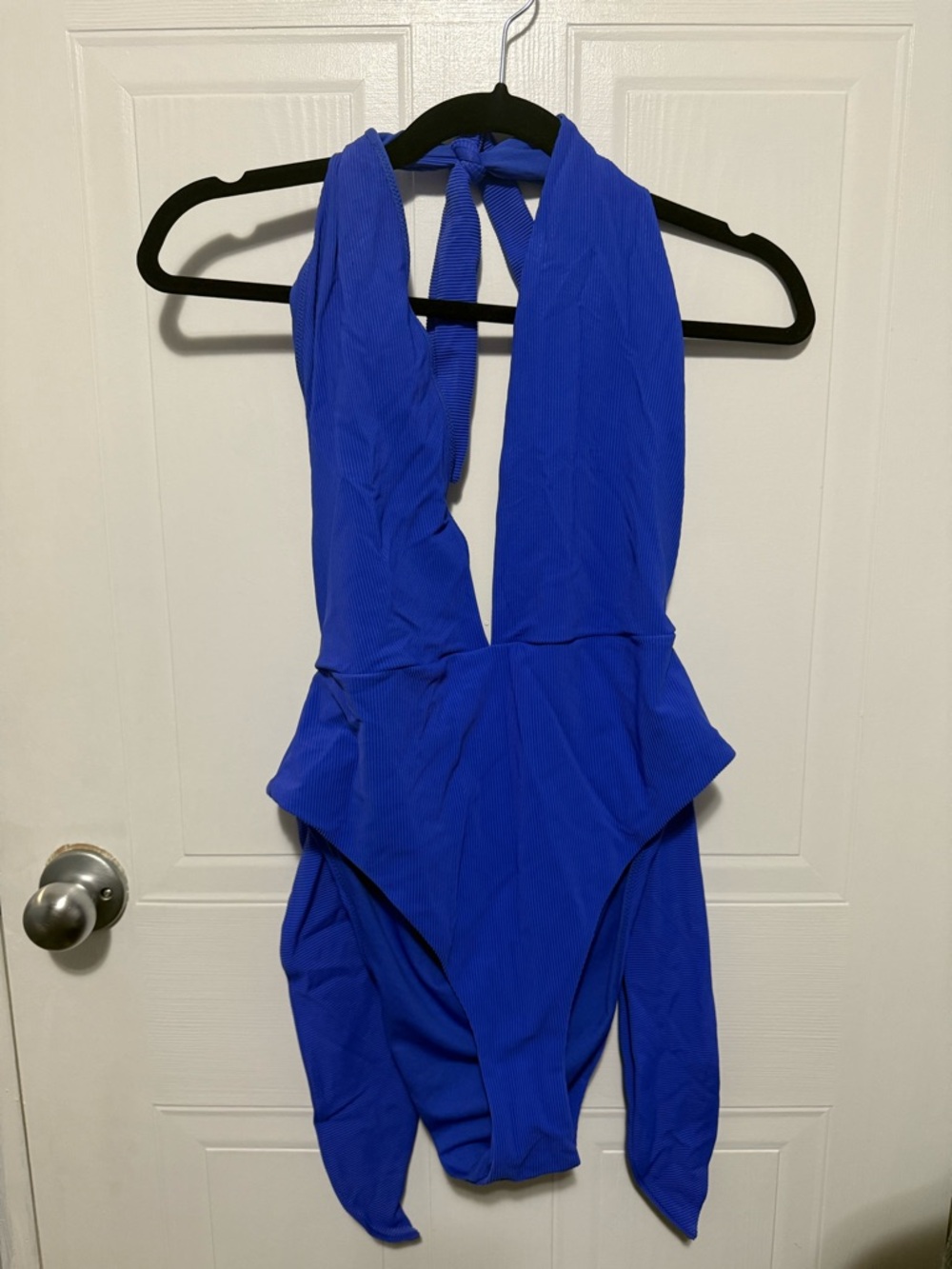La Senza Royal/Cobalt Blue Plunge Halter One-Piece Swimsuit
